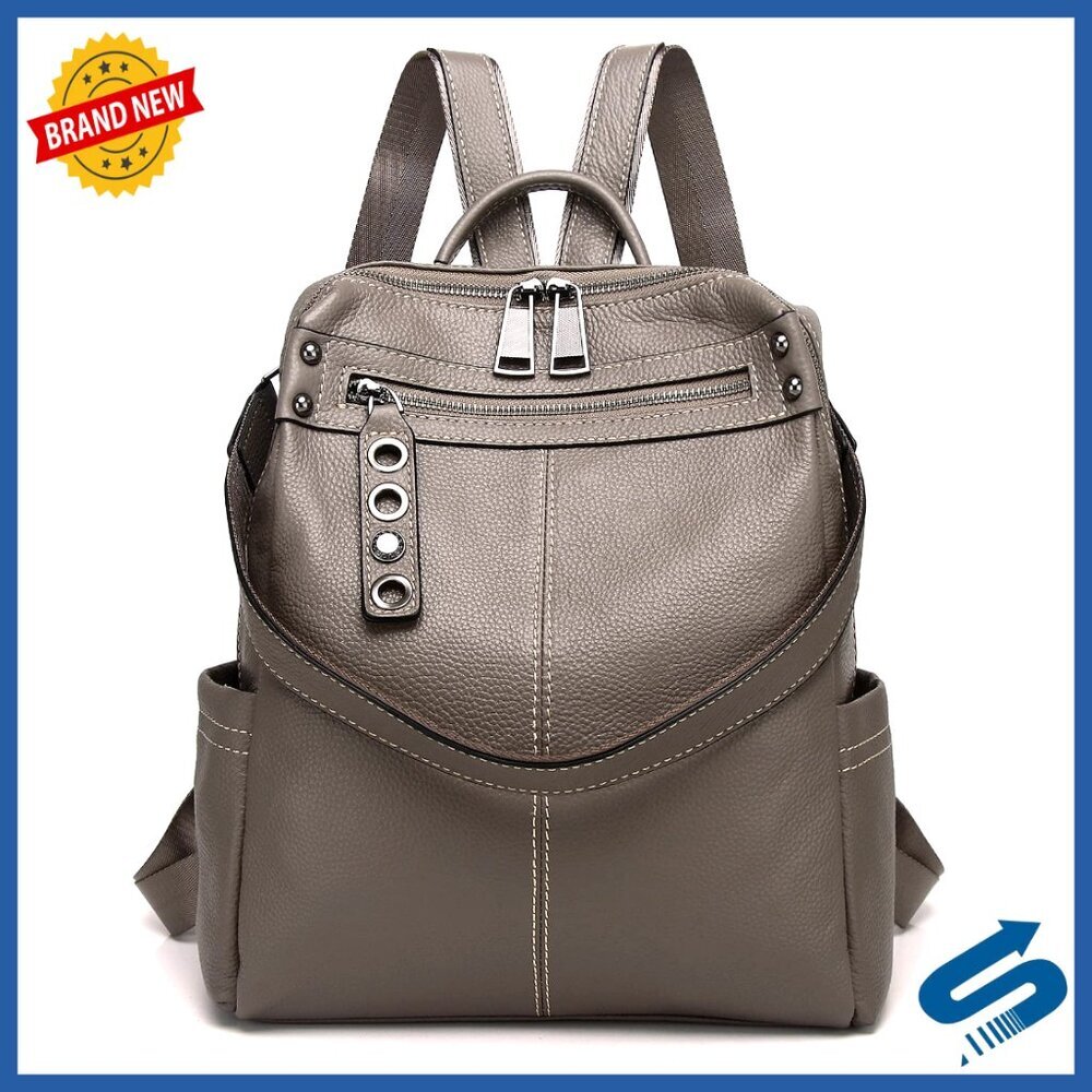 Genuine Leather Backpack Purse Convertible Shoulder Bag Travel Fashion Designer